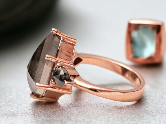 Kite Shape Diamond Ring with Natural Salt and Pepper Diamond