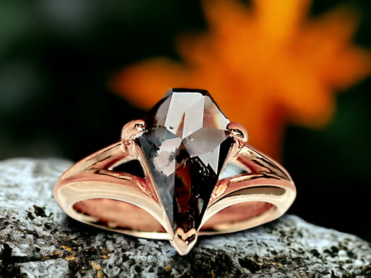 Kite Cut Diamond Ring Unique Engagement Ring in Gold
