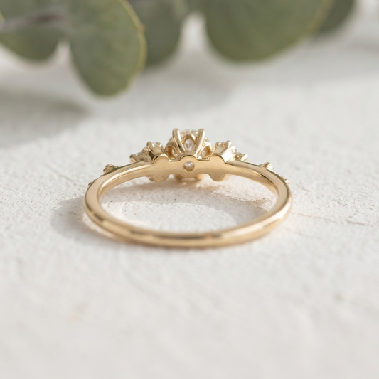 Round Minimalist Beaded Handcrafted Diamond Ring