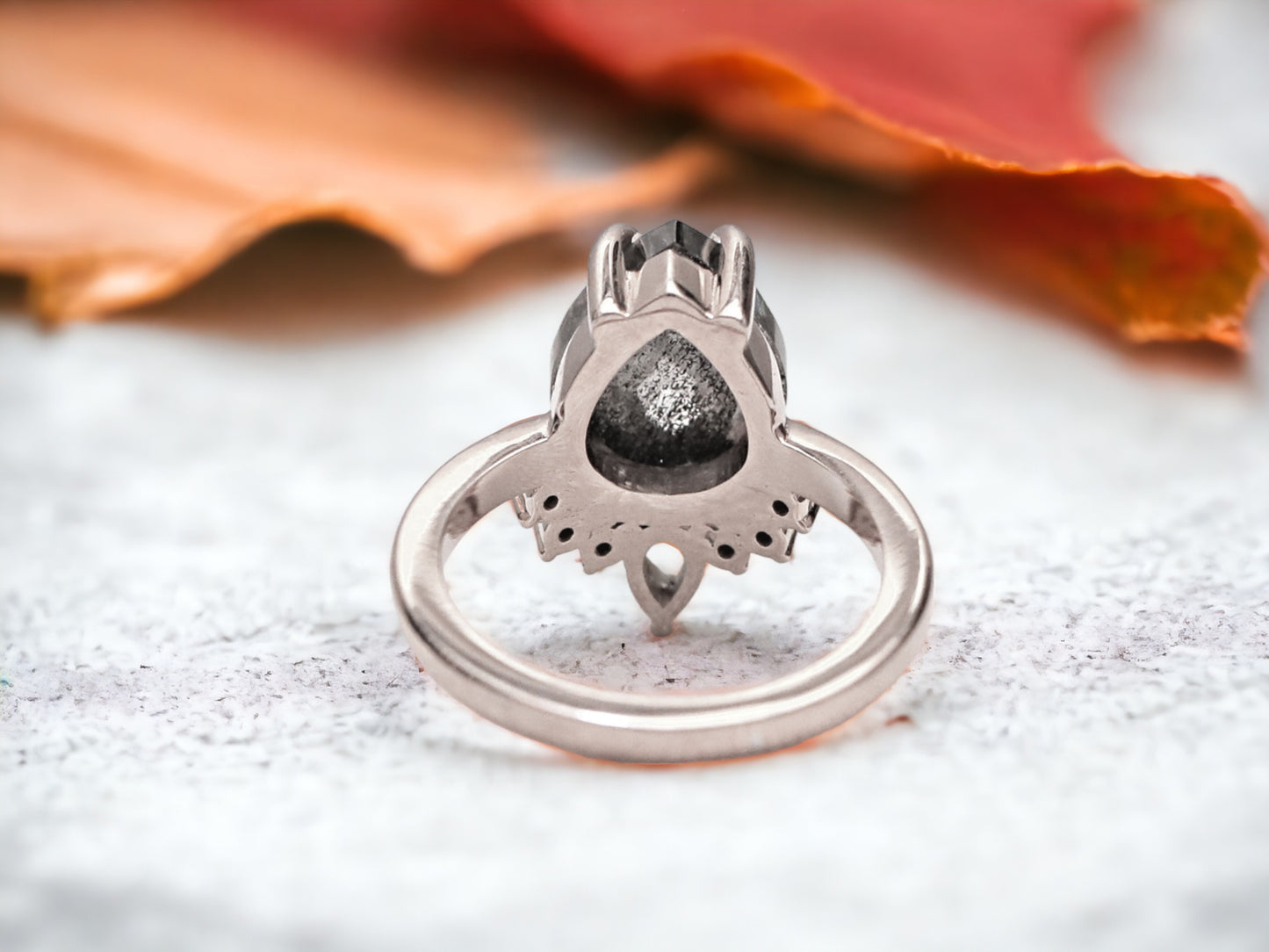 Rustic Salt and Pepper Diamond Engagement Ring Handmade Unique Gray Diamond Jewelry