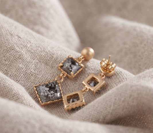 Salt and Pepper Diamond Drop Earrings