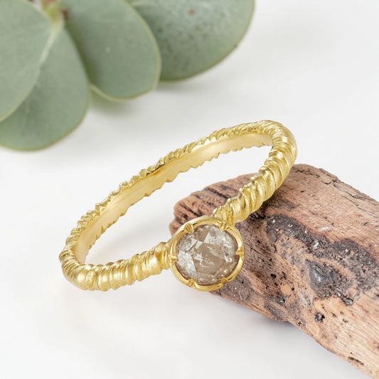 Salt and Pepper Round Diamond Ring Inspired by Nature