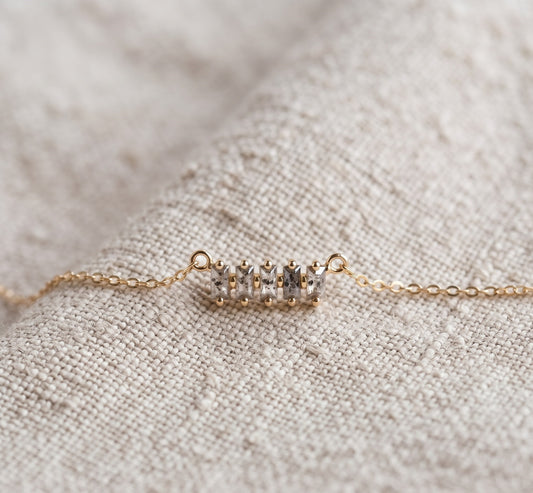 Unique Salt and Pepper Baguette Diamond Necklace