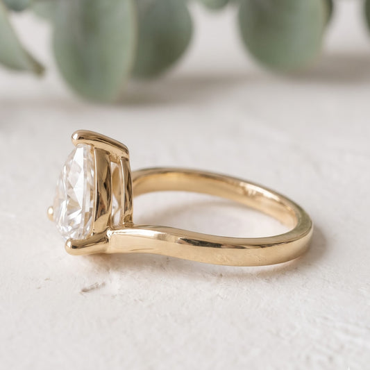 Trilliant Cut Lab Grown Diamond Ring in Gold