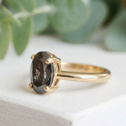 Oval Diamond Engagement Ring in Solid Gold Promise Ring