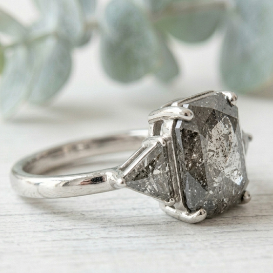 Rose Cut Emerald Diamond Ring with a Vintage Inspired Design