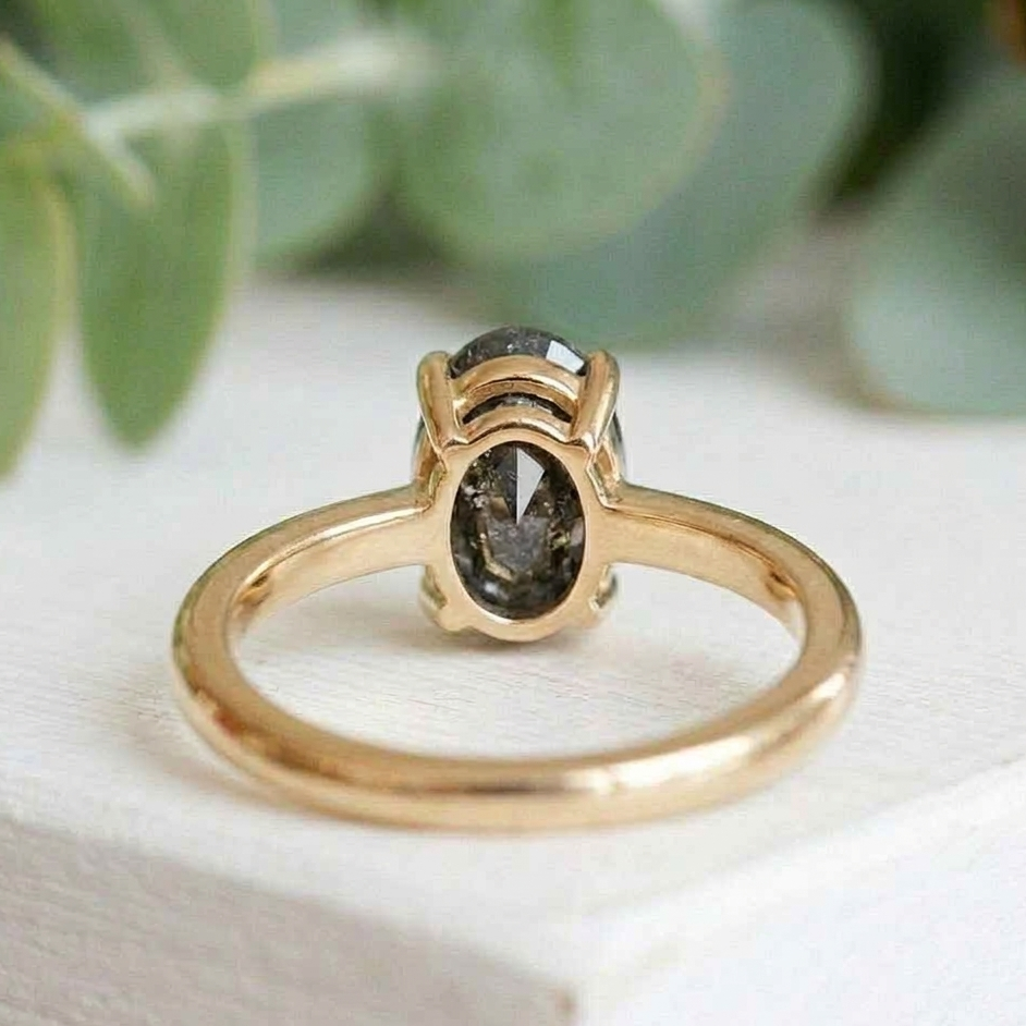 Oval Diamond Engagement Ring in Solid Gold Promise Ring