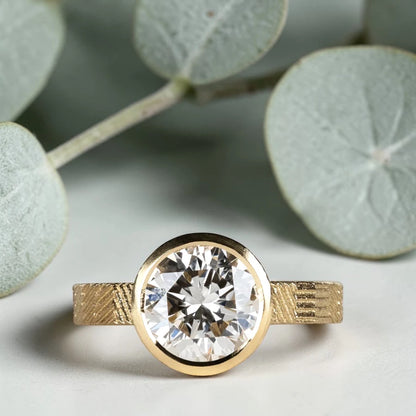 Brown Round Diamond Ring 2.05CT Solitaire Engagement Ring