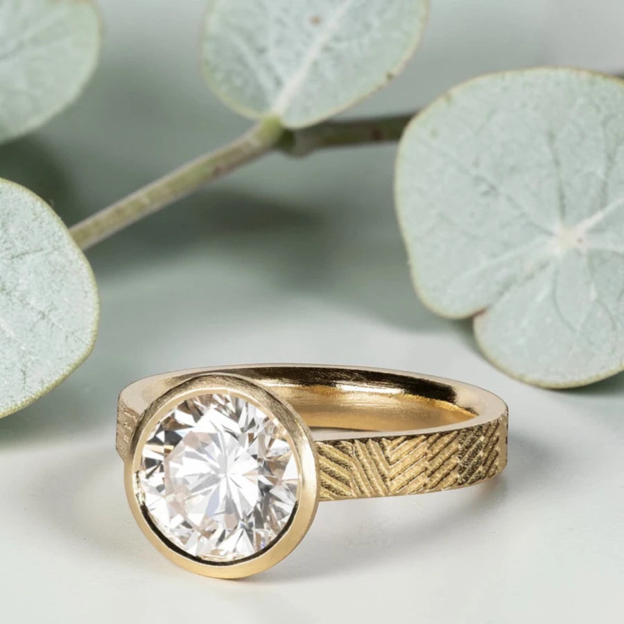 Brown Round Diamond Ring 2.05CT Solitaire Engagement Ring