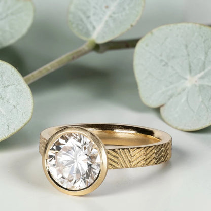 Brown Round Diamond Ring 2.05CT Solitaire Engagement Ring