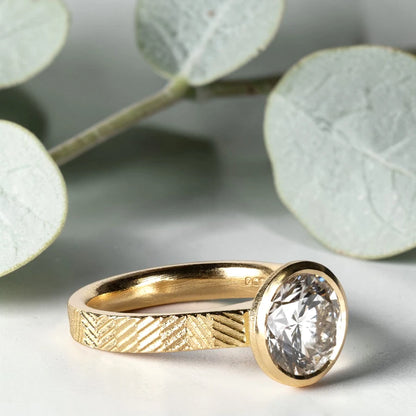 Brown Round Diamond Ring 2.05CT Solitaire Engagement Ring