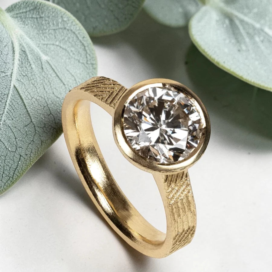 Brown Round Diamond Ring 2.05CT Solitaire Engagement Ring