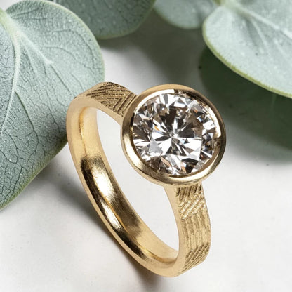 Brown Round Diamond Ring 2.05CT Solitaire Engagement Ring
