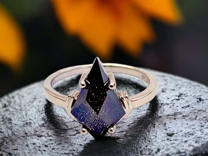 Kite Diamond Engagement Ring, Modern Minimal Gold Ring, Handmade Promise Ring