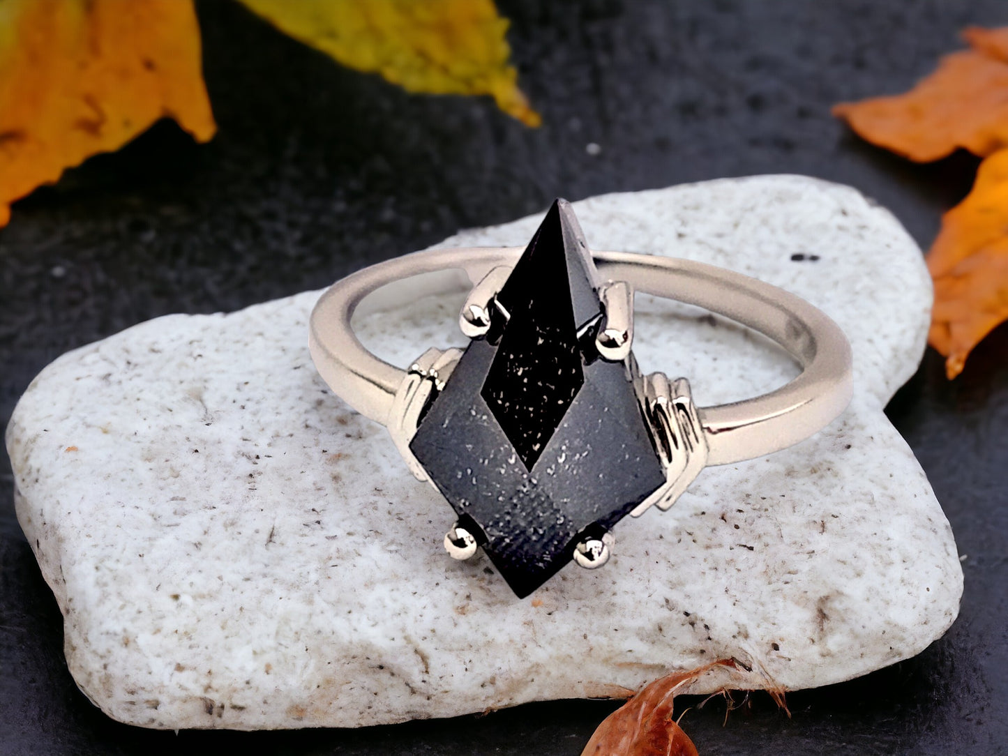 Kite Diamond Engagement Ring, Modern Minimal Gold Ring, Handmade Promise Ring