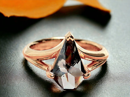 Kite Cut Diamond Ring Unique Engagement Ring in Gold