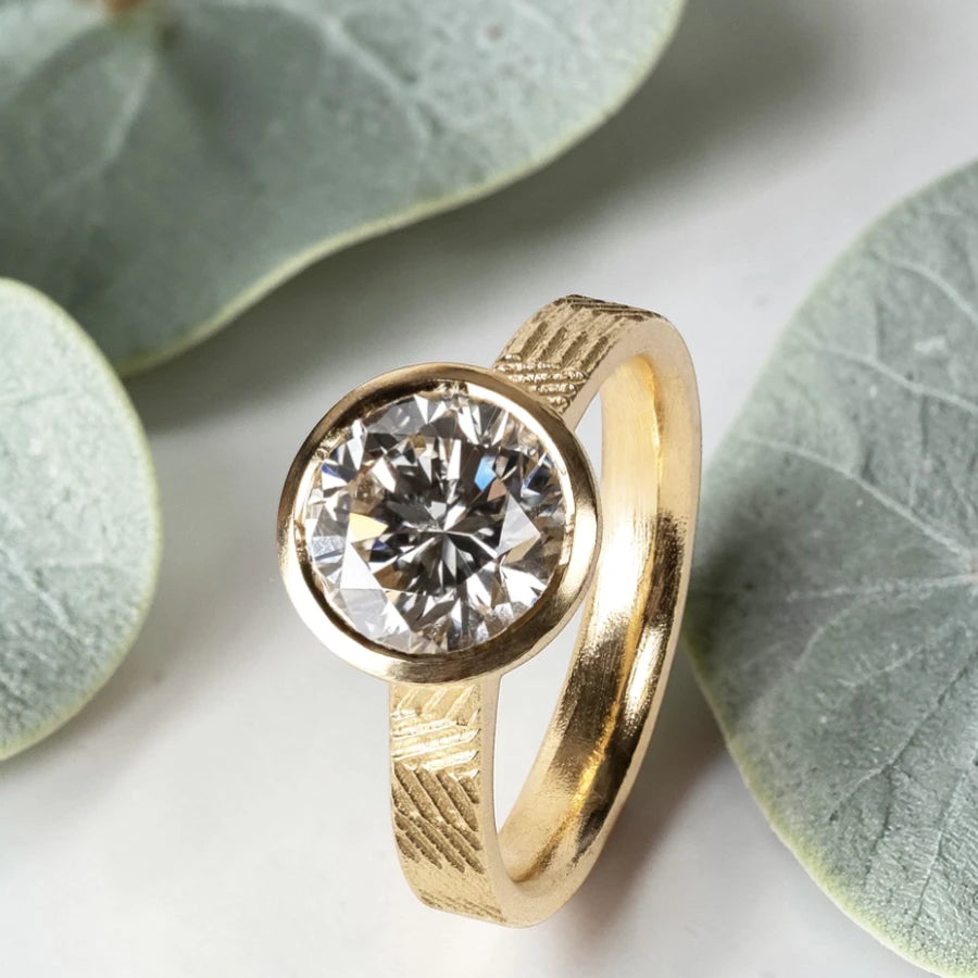 Brown Round Diamond Ring 2.05CT Solitaire Engagement Ring