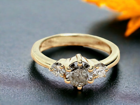 Three Stone Engagement Ring – Handmade Fine Gold Trilogy Ring