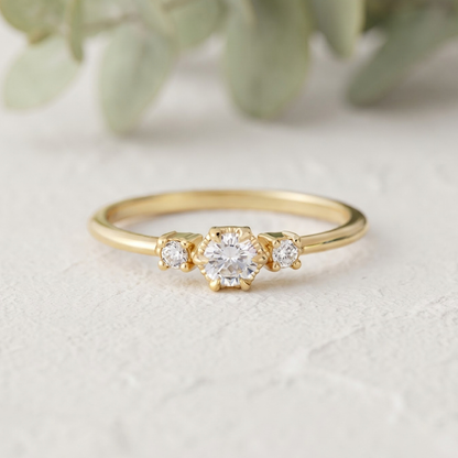 Elegant Three Stone Lab Grown Diamond Ring