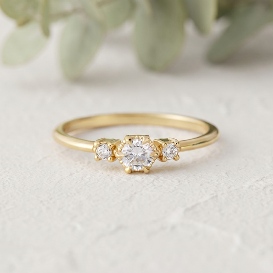Elegant Three Stone Lab Grown Diamond Ring