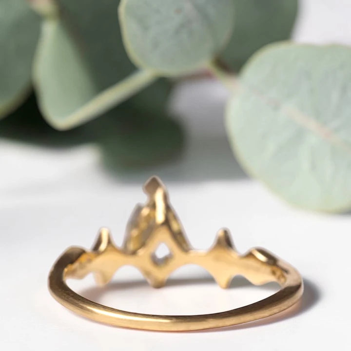 Kite Shaped Salt and Pepper Diamond Ring with Rose Cut