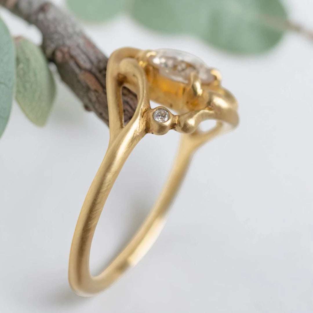 Salt and Pepper Diamond Ring with a Brilliant Cut Design