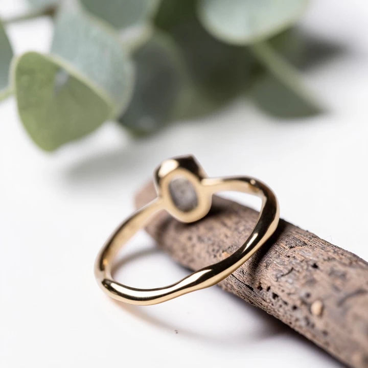 Oval Salt and Pepper Diamond Engagement Ring – Handmade Rustic Bezel Set