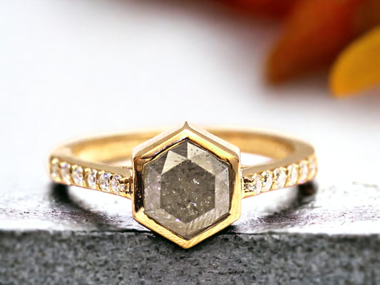 Modern Hexagon Diamond Engagement Ring – Clean Minimalist Style