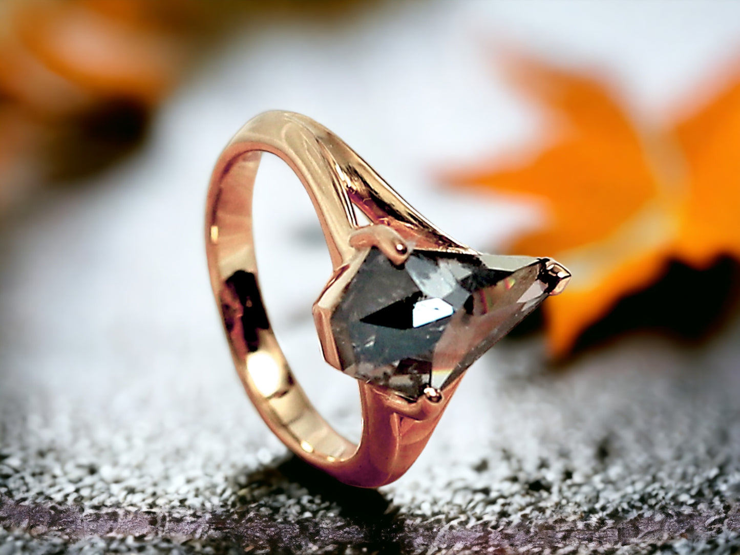 Kite Cut Diamond Ring Unique Engagement Ring in Gold