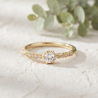 Round Lab Grown Diamond Minimalist Solitaire Ring