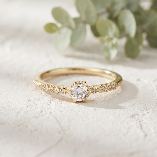 Round Lab Grown Diamond Minimalist Solitaire Ring