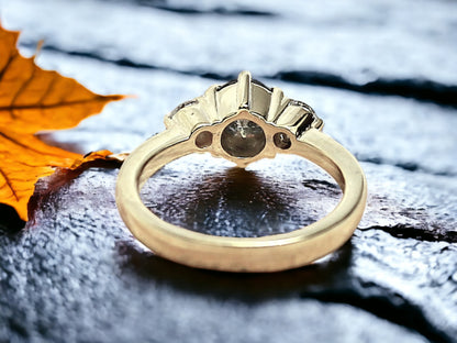 Three Stone Engagement Ring Handmade in Fine Gold