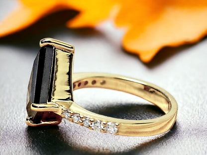Kite Cut Black Diamond Ring Unique Engagement Ring in Gold