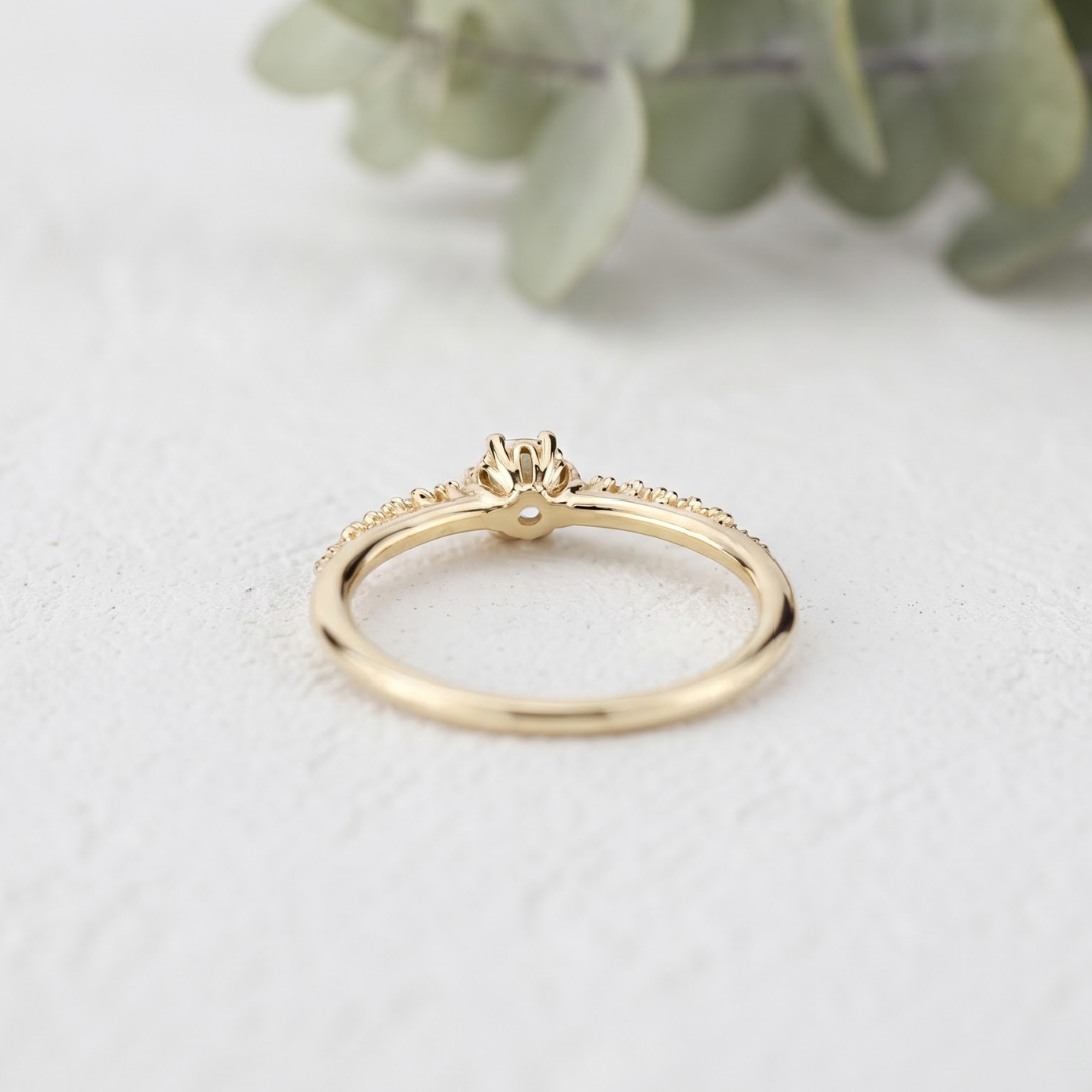 Round Lab Grown Diamond Minimalist Solitaire Ring