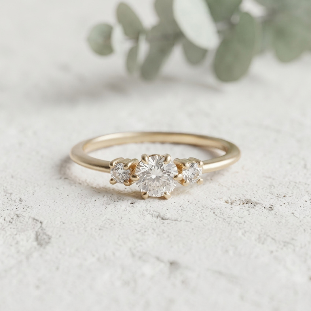 Elegant Three Stone Lab Grown Diamond Ring