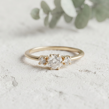 Elegant Three Stone Lab Grown Diamond Ring