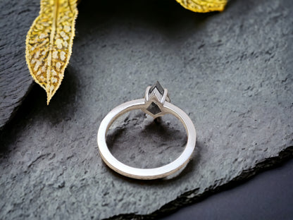 Kite Shape Diamond Ring, Alternative Engagement Ring, Salt and Pepper Diamond, Handmade Fine Jewellery