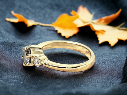 Three Stone Engagement Ring Handmade in Fine Gold