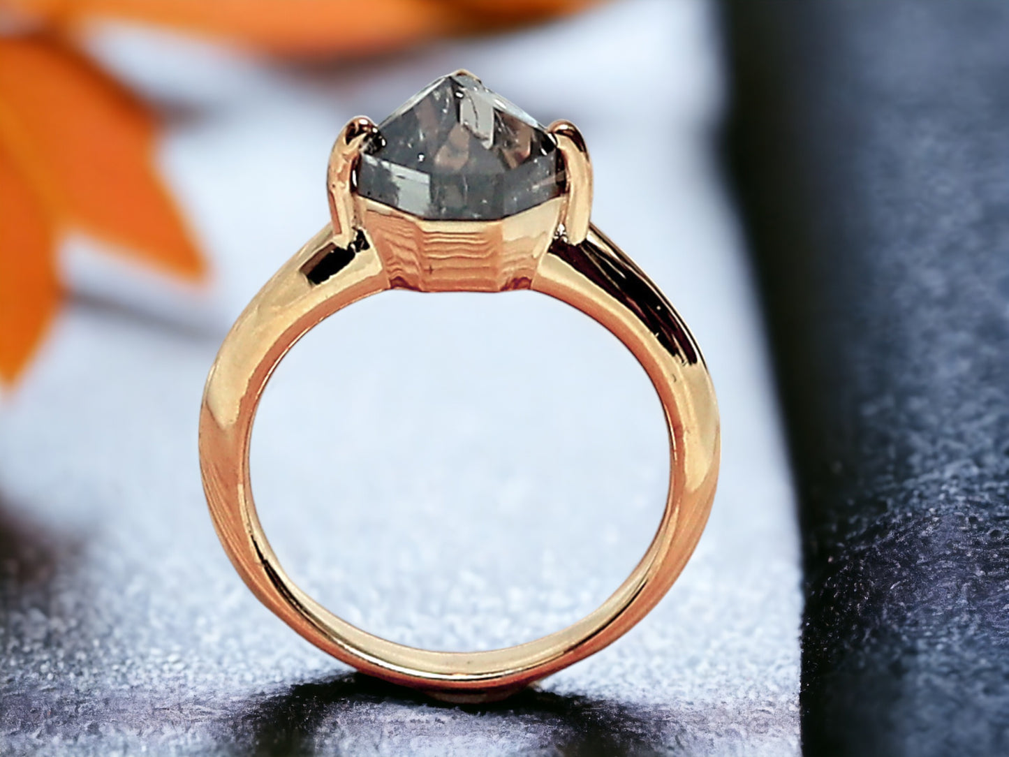 Kite Cut Diamond Ring Unique Engagement Ring in Gold