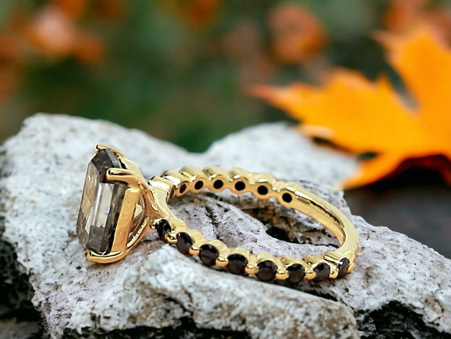 Emerald Diamond Engagement Ring in Solid Gold for Modern Brides