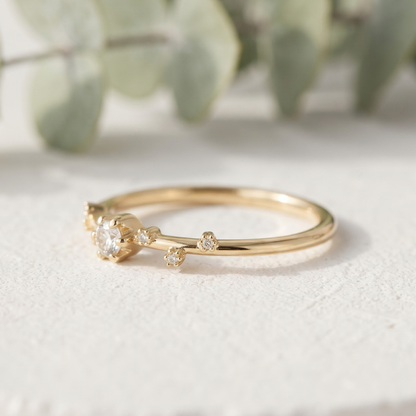 Minimalist Lab Grown Diamond Ring with Round Side Stones