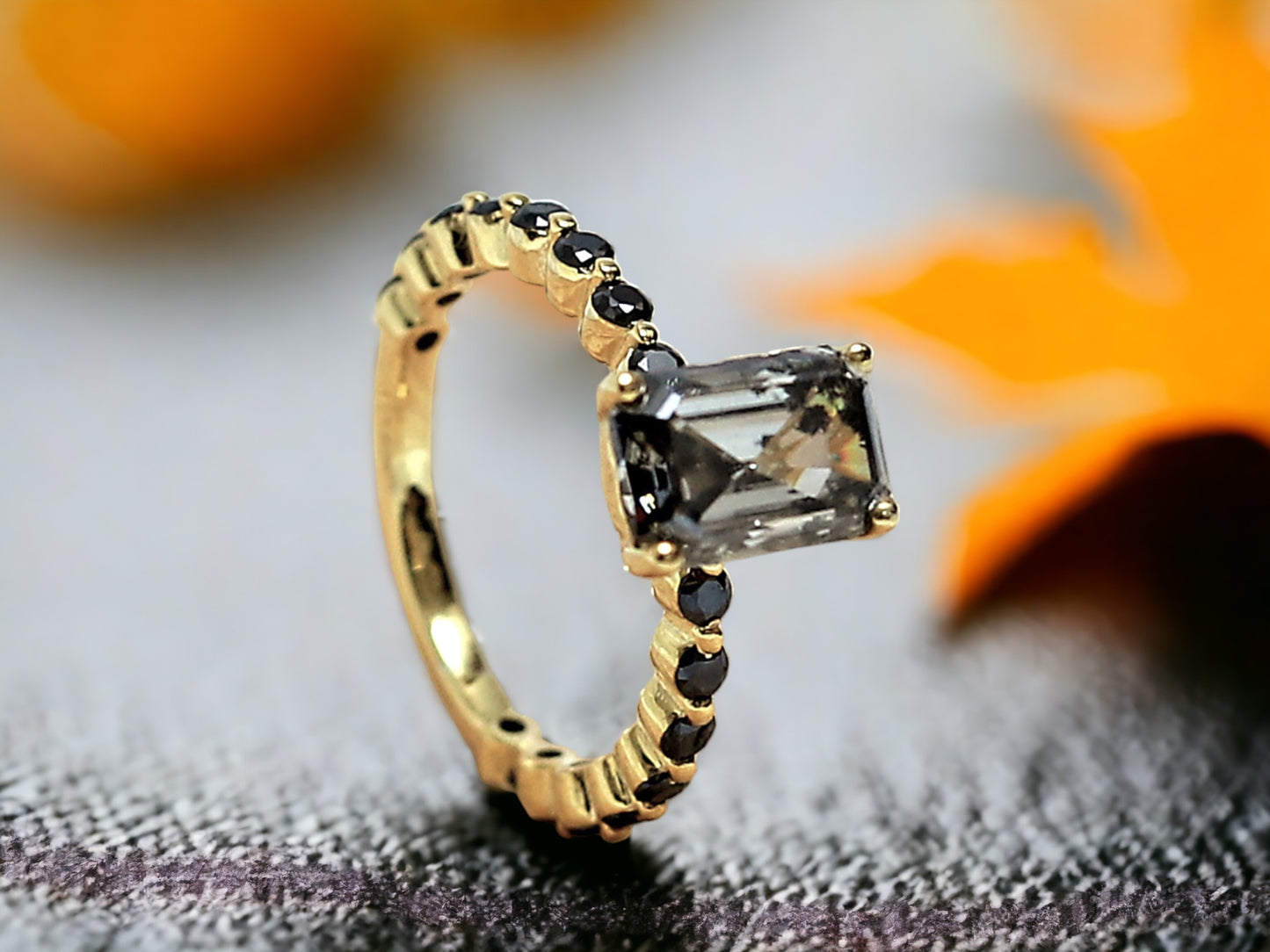 Emerald Diamond Engagement Ring in Solid Gold for Modern Brides