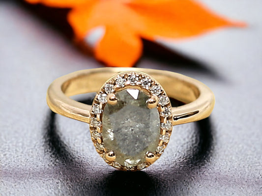 Salt and Pepper Diamond Ring Handmade Gray Diamond Engagement Ring
