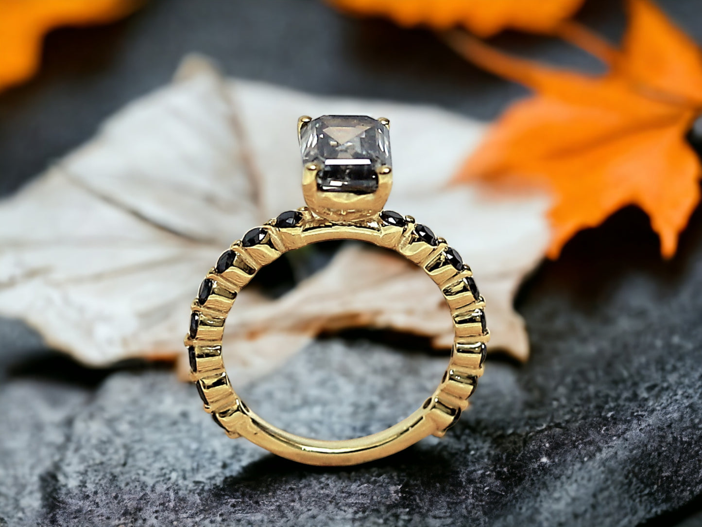 Emerald Diamond Engagement Ring in Solid Gold for Modern Brides