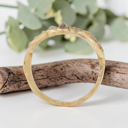 Salt & Pepper Baguette Diamond V Ring – Handmade Gold Medieval-Inspired Jewelry