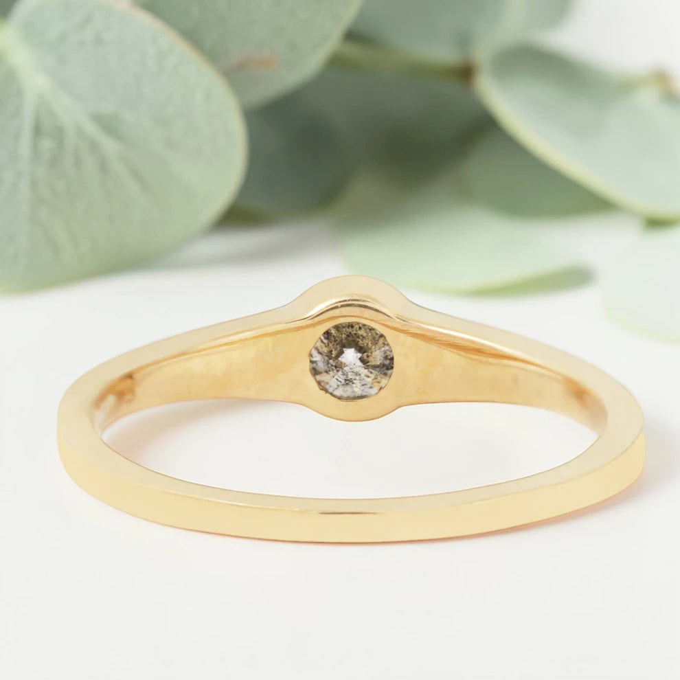 Salt & Pepper Diamond Engagement Ring – Minimalist Handmade Modern Ring