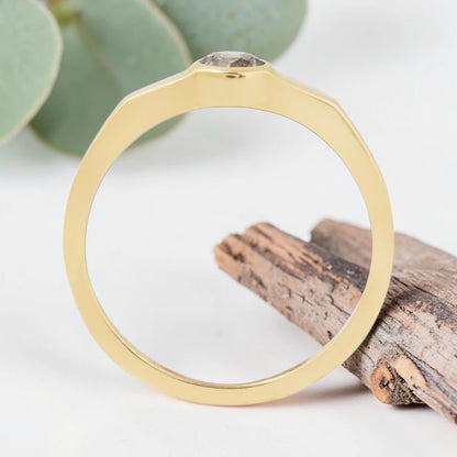 Salt & Pepper Diamond Engagement Ring – Minimalist Handmade Modern Ring