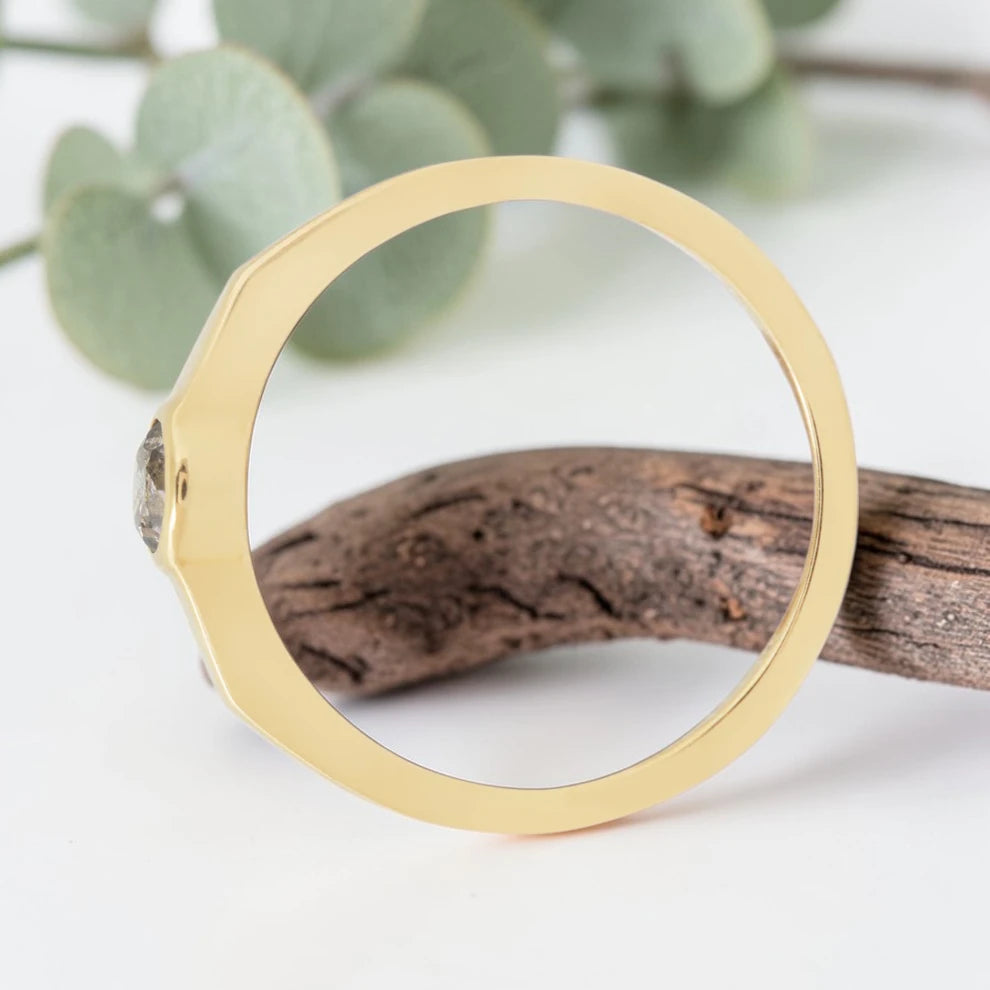 Salt & Pepper Diamond Engagement Ring – Minimalist Handmade Modern Ring