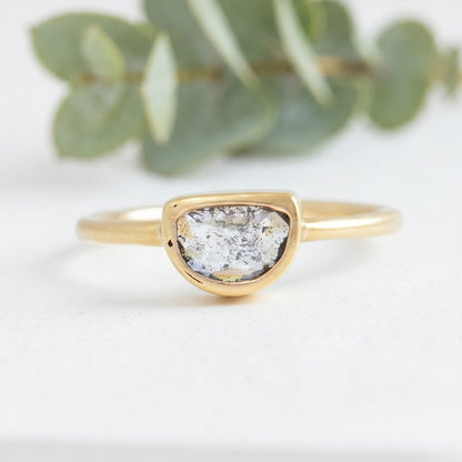 Half Moon Salt and Pepper Diamond Engagement Ring
