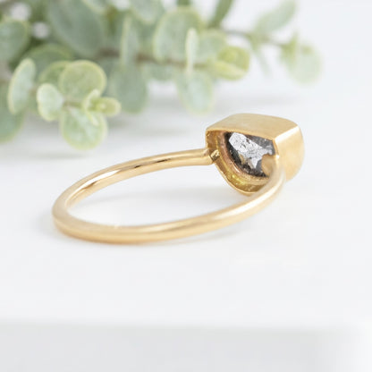 Half Moon Salt and Pepper Diamond Engagement Ring